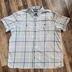 Carhartt Rugged Flex Relaxed Fit Plaid Shirt 3XL Blue Short Sleeve Button Up